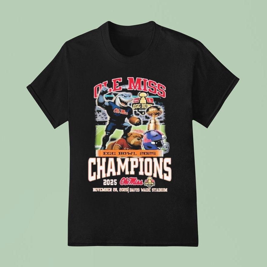 Ole Miss Rebels Stomp Mississippi State Bulldogs Egg Bowl Champions 2025 Davis Wade Stadium Winner Mascot Trophy Shirt