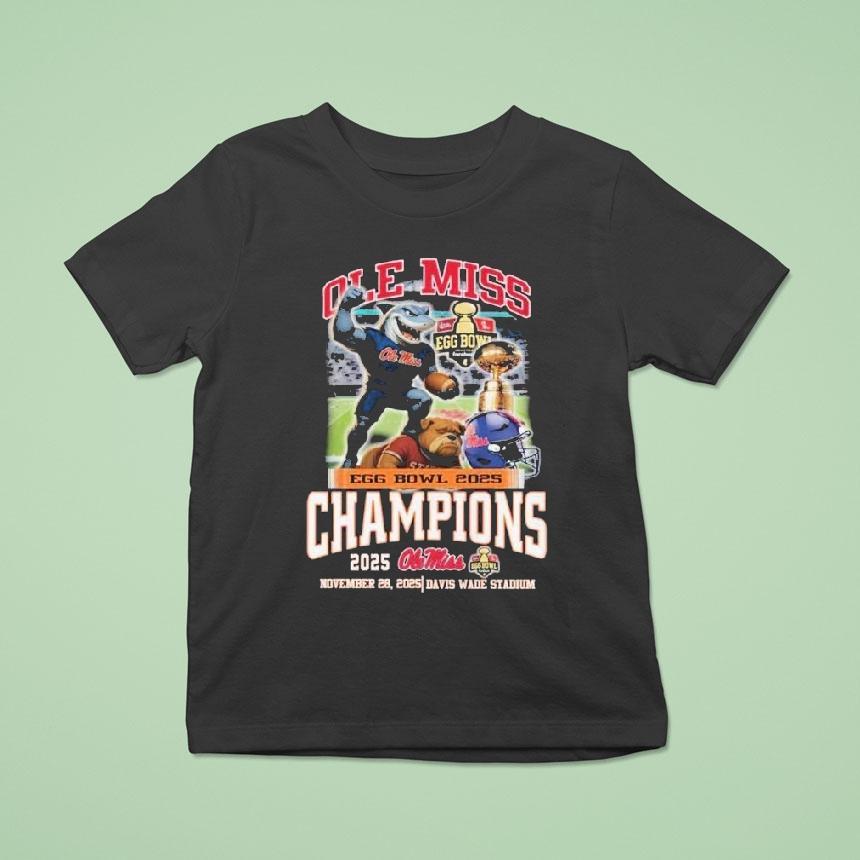 Ole Miss Rebels Stomp Mississippi State Bulldogs Egg Bowl Champions 2025 Davis Wade Stadium Winner Mascot Trophy Shirt