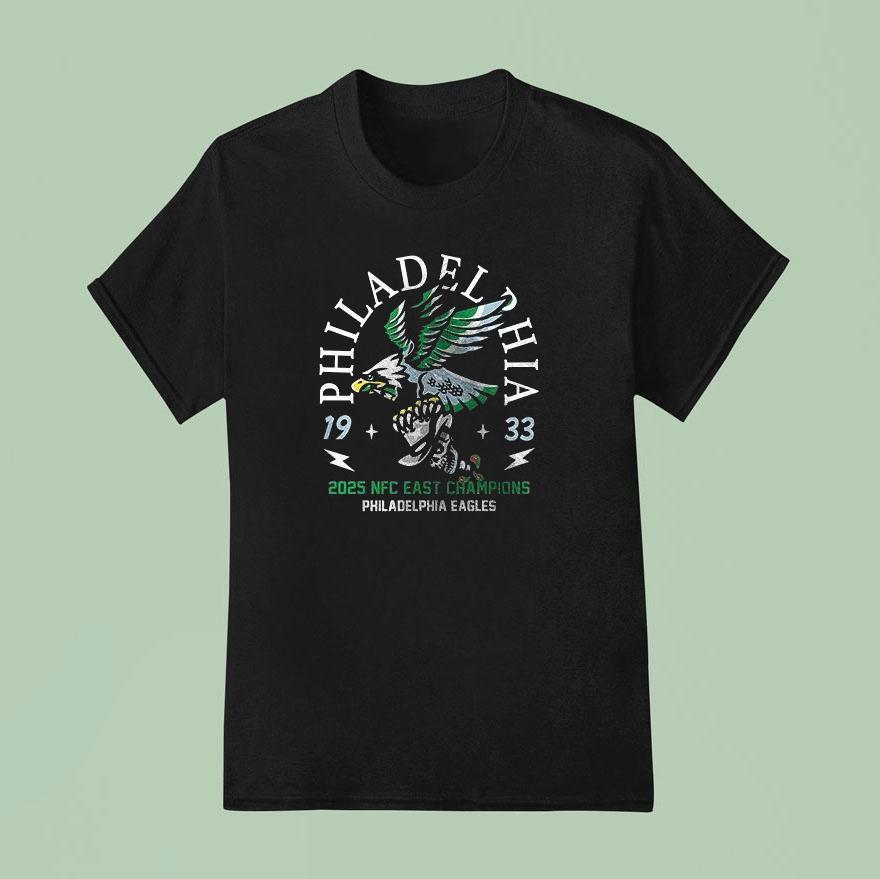 Philadelphia Eagles 2025 Nfc East Champions 1933 Mascot Middle Finger Shirt
