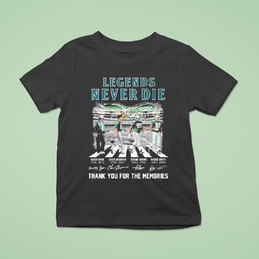 Philadelphia Eagles Philly Legends Never Die Thank You For The Memories Road Abbey Signatures Shirt