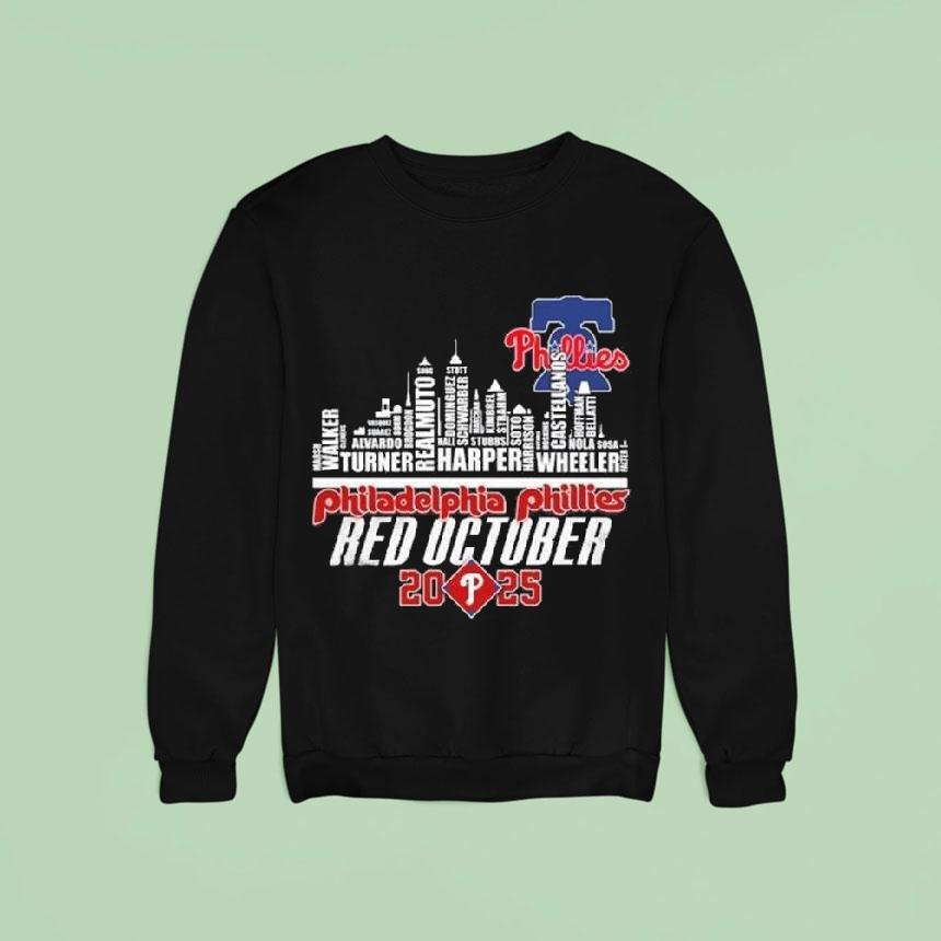 Philadelphia Phillies Red October 2025 Skyline Names Shirt Philadelphia Phillies Red October 2025 Skyline Names Shirt