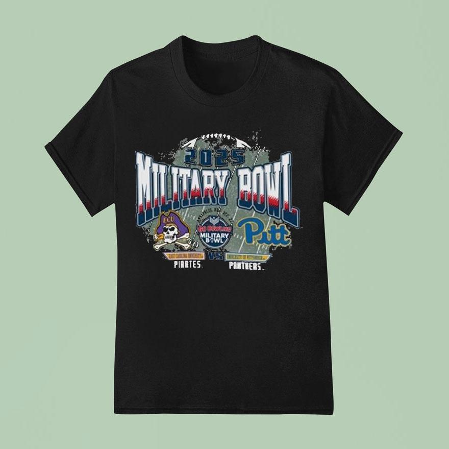 Pittsburgh Panthers Vs East Carolina Pirates 2025 Military Bowl Dueling Helmets Champion Shirt