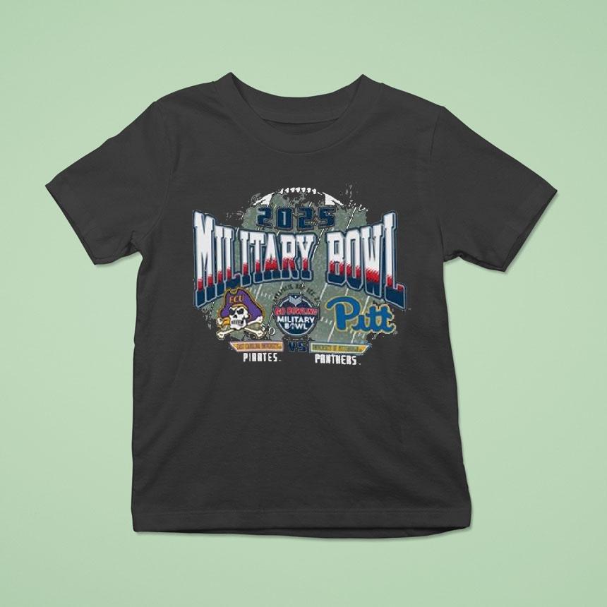 Pittsburgh Panthers Vs East Carolina Pirates 2025 Military Bowl Dueling Helmets Champion Shirt