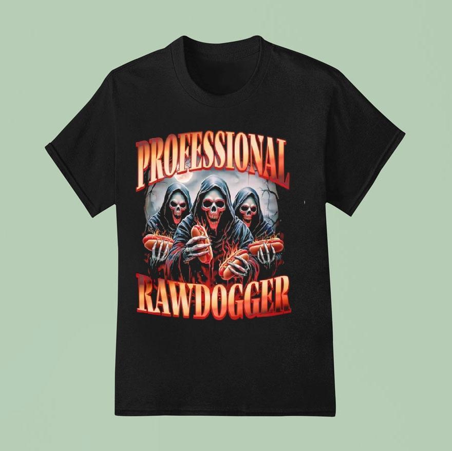 Professional Rawdogger Skeleton Hotdog Shirt