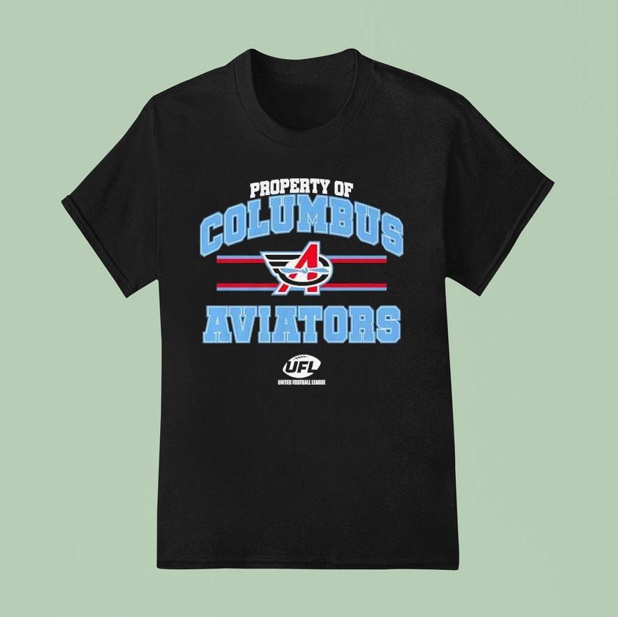 Property Of Columbus Aviators Logo Ufl Shirt