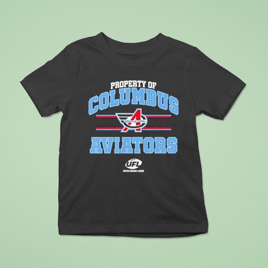 Property Of Columbus Aviators Logo Ufl Shirt