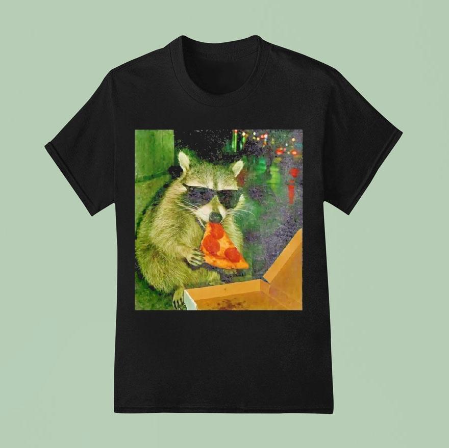 Raccoon Eating Pizza Funny Shirt