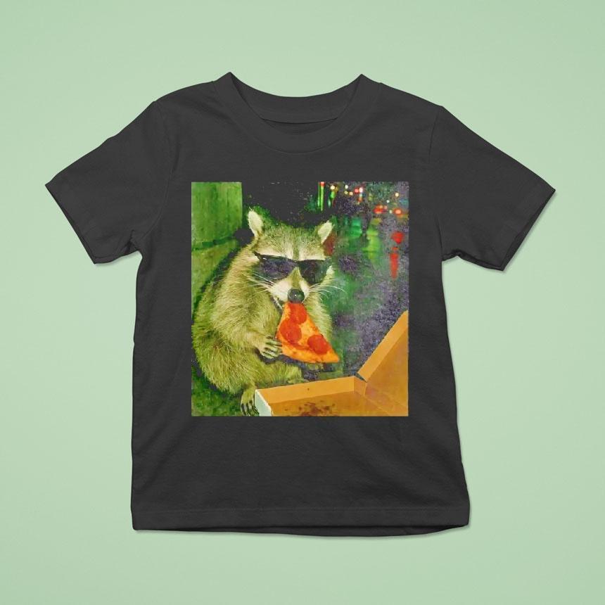 Raccoon Eating Pizza Funny Shirt