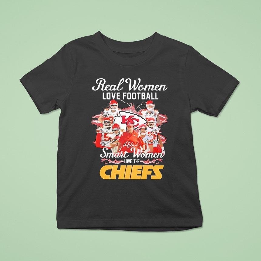 Real Women Love Football Smart Women Love The Kansas City Chiefs Signatures Team Logo Shirt