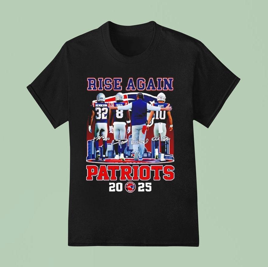 Rise Agnain New England Patriots Super Bowl Champions Signatures 2025 Logo Shirt