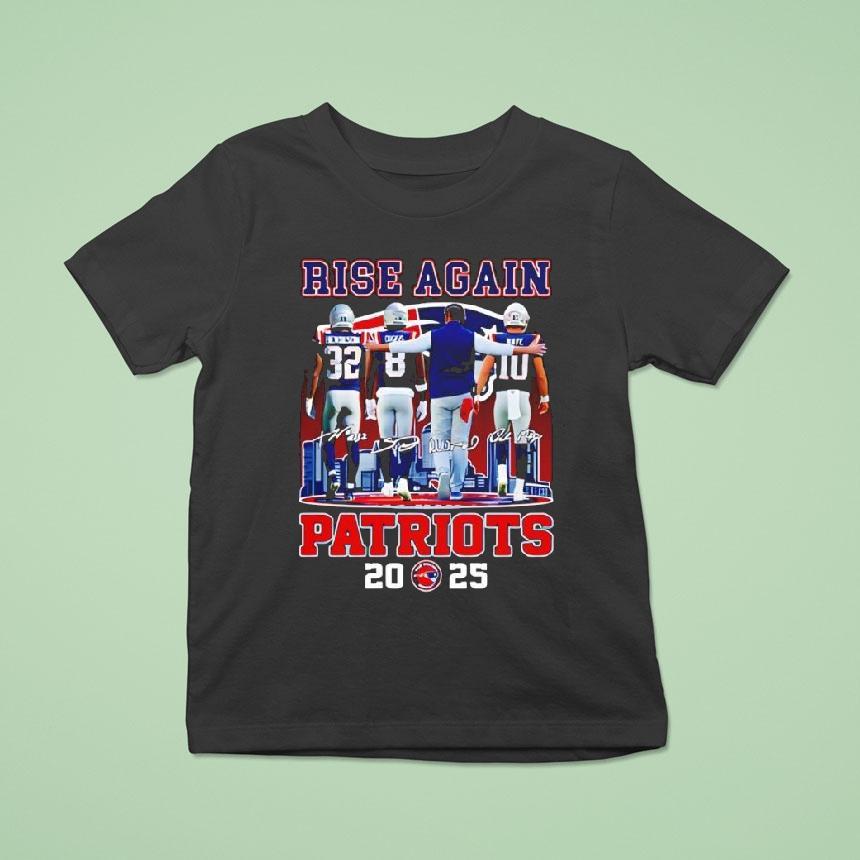 Rise Agnain New England Patriots Super Bowl Champions Signatures 2025 Logo Shirt