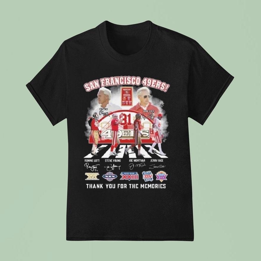 San Francisco 49ers 81th 1945-2026 Thank You For The Memories Players Abbey Road Signatures Vintage Shirt