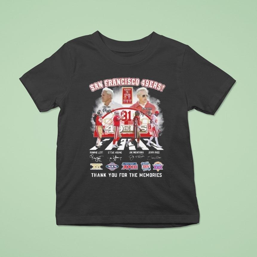 San Francisco 49ers 81th 1945-2026 Thank You For The Memories Players Abbey Road Signatures Vintage Shirt