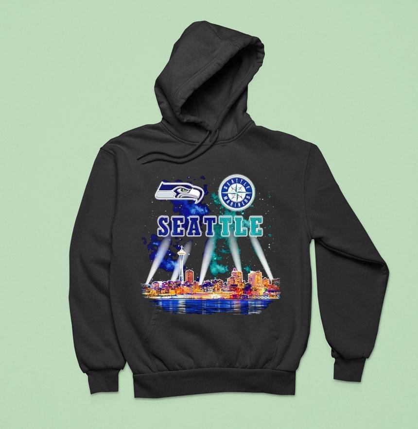 Seattle Seahawks And Seattle Mariners Logo Space Needle Town Shirt Seattle Seahawks And Seattle Mariners Logo Space Needle Town Shirt