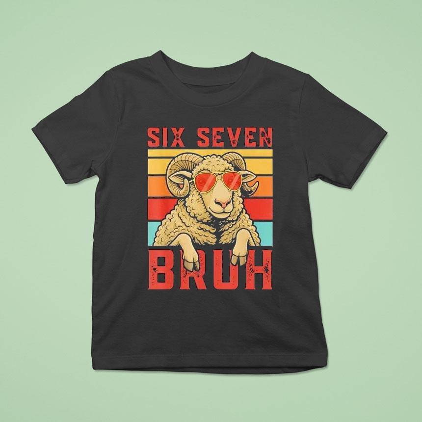 Six Seven Sheep Wearing Sunglasses 6 7 Meme Retro Shirt