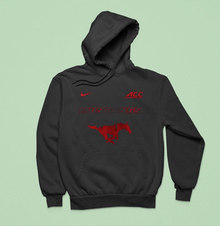 Smu Mustangs X Stranger Things Acc Crossover Logo Shirt Smu Mustangs X Stranger Things Acc Crossover Logo Shirt