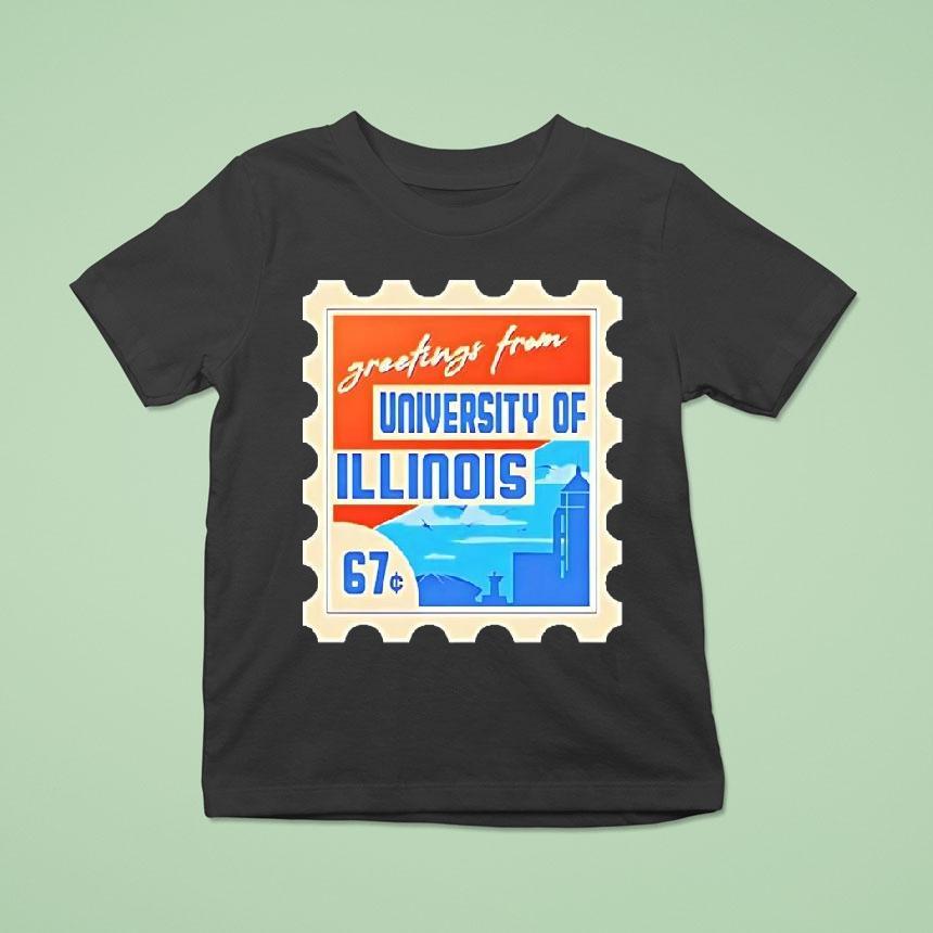 Stamp Greetings From University Of Illinois Shirt