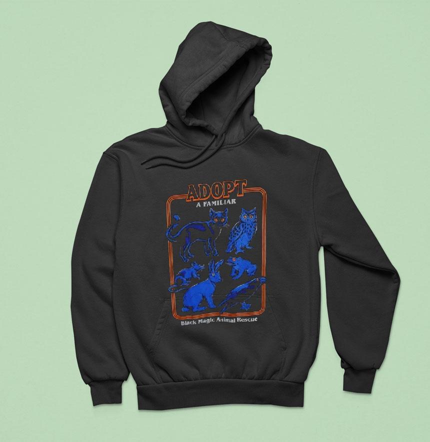 Steven Rhodes Adopt A Familiar Black Magic Animal Rescue Graphic Shirt Steven Rhodes Adopt A Familiar Black Magic Animal Rescue Graphic Shirt