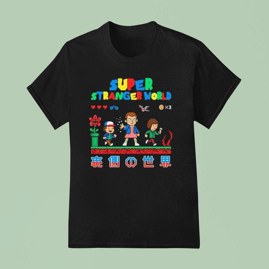 Stranger Things In The Style Of Super Mario World Super Stranger World Shirt