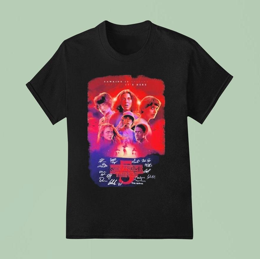 Stranger Things Season 5 Hawkins Is Falling The End It’s Here Signatures Shirt