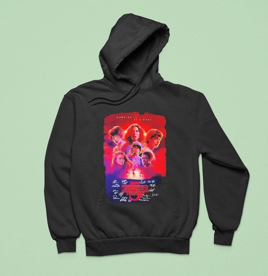 Stranger Things Season 5 Hawkins Is Falling The End It's Here Signatures Shirt Stranger Things Season 5 Hawkins Is Falling The End It's Here Signatures Shirt