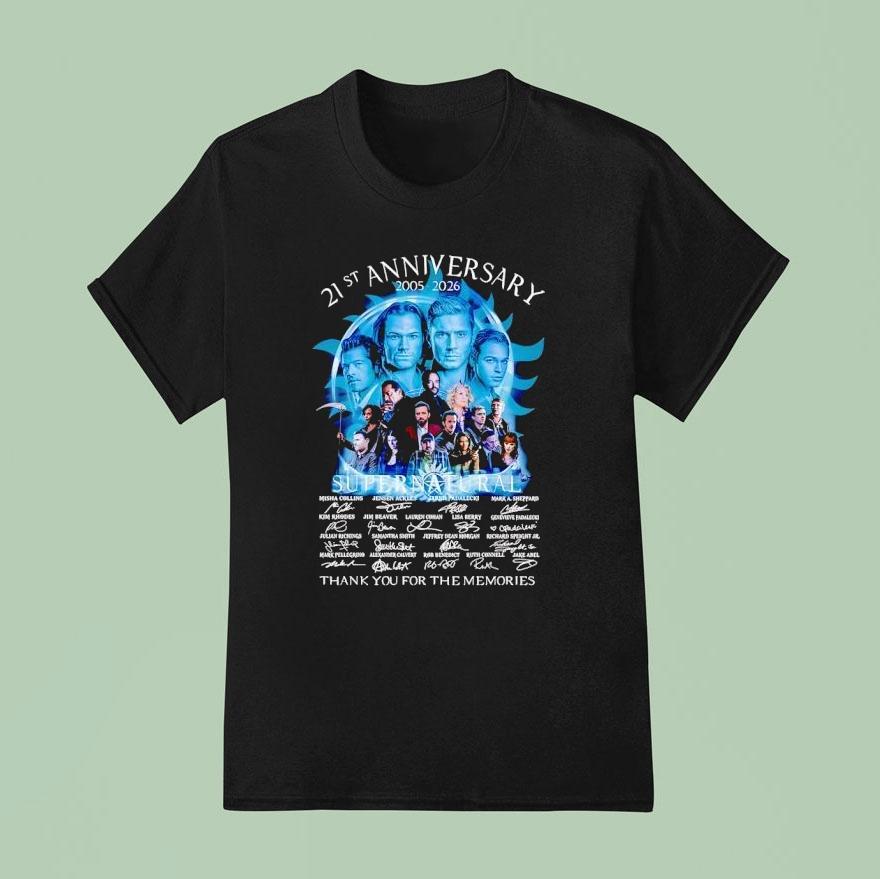 Supernatural 21st Anniversary 2025 2026 Thank You For The Memories Signatures Shirt