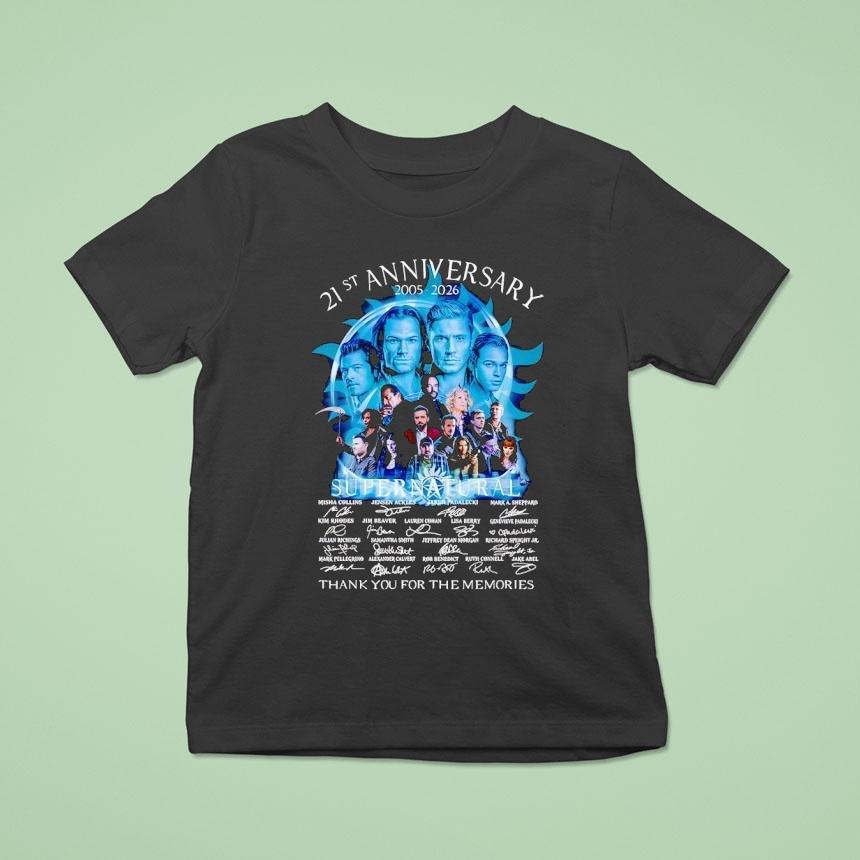 Supernatural 21st Anniversary 2025 2026 Thank You For The Memories Signatures Shirt