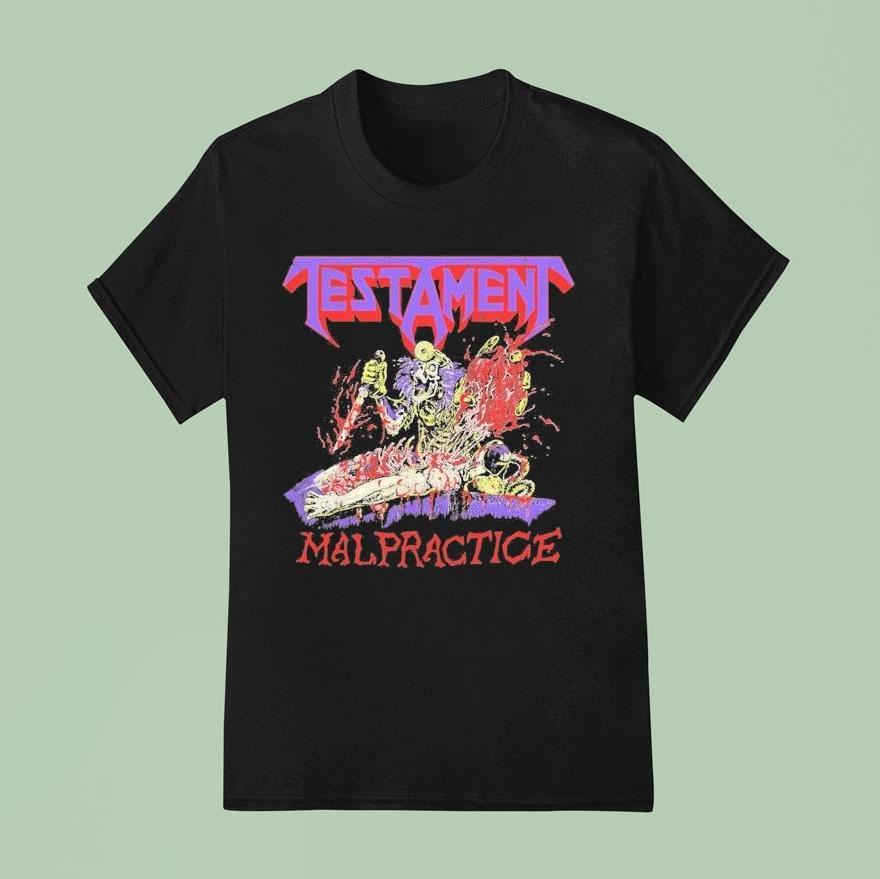 Testament Malpractice Skeleton Knife Shirt