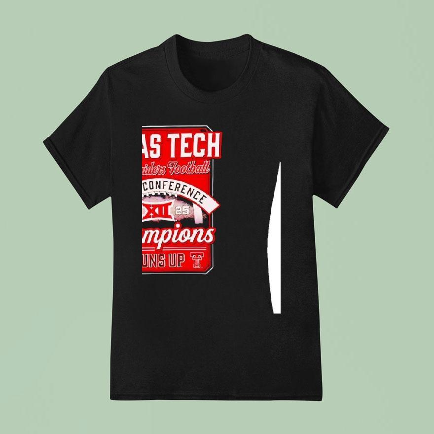 Texas Tech Red Raiders 2025 Big 12 Football Champions Score Guns Up Shirt