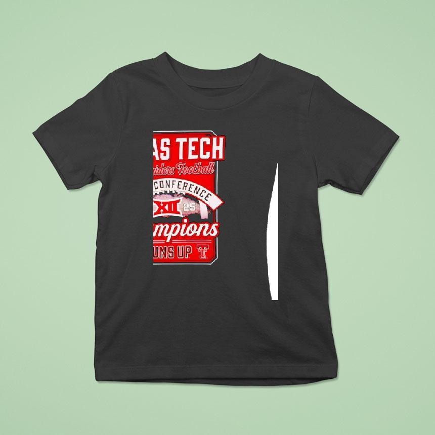 Texas Tech Red Raiders 2025 Big 12 Football Champions Score Guns Up Shirt