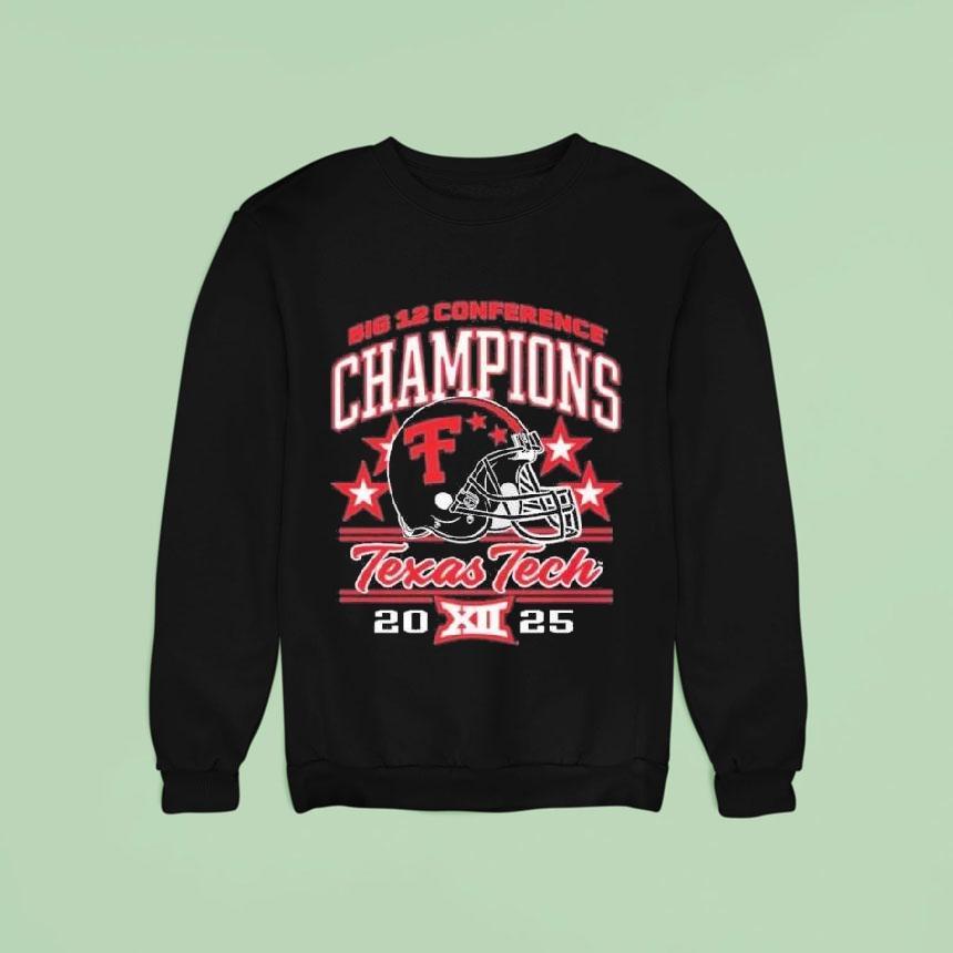 Texas Tech Red Raiders Football 2025 Big 12 Conference Champions Helmet Shirt Texas Tech Red Raiders Football 2025 Big 12 Conference Champions Helmet Shirt
