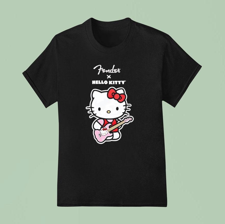 The Fender Musical Instruments Corporation X Hello Kitty Playing Guitar Shirt