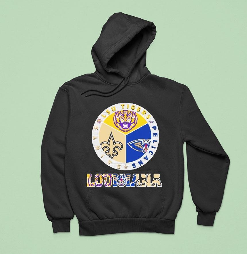 The Louisiana Sports Lsu Tigers X New Orleans Saints X Pelicans Logo Shirt The Louisiana Sports Lsu Tigers X New Orleans Saints X Pelicans Logo Shirt