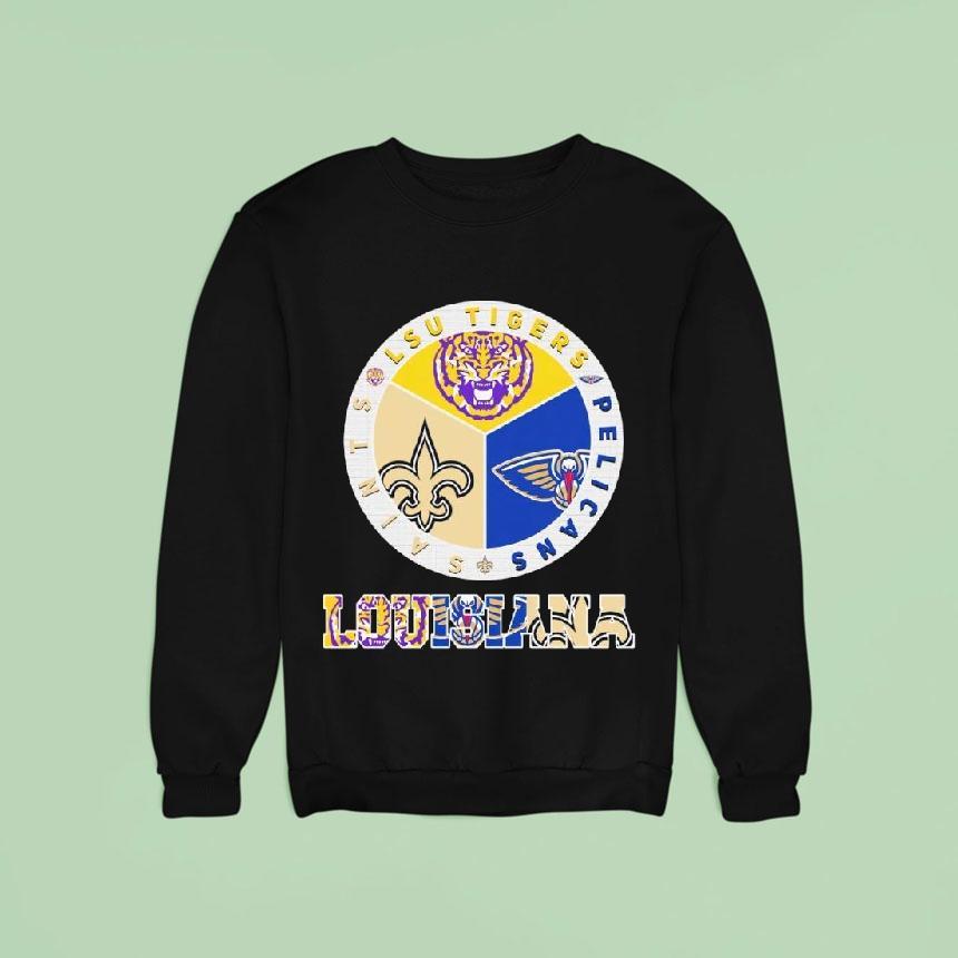 The Louisiana Sports Lsu Tigers X New Orleans Saints X Pelicans Logo Shirt The Louisiana Sports Lsu Tigers X New Orleans Saints X Pelicans Logo Shirt