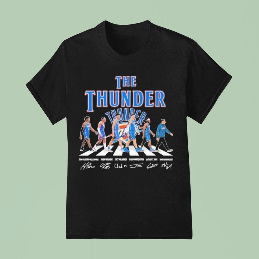 The Okc Thunder Abbey Road Conference Finals 2025 Signatures Shirt