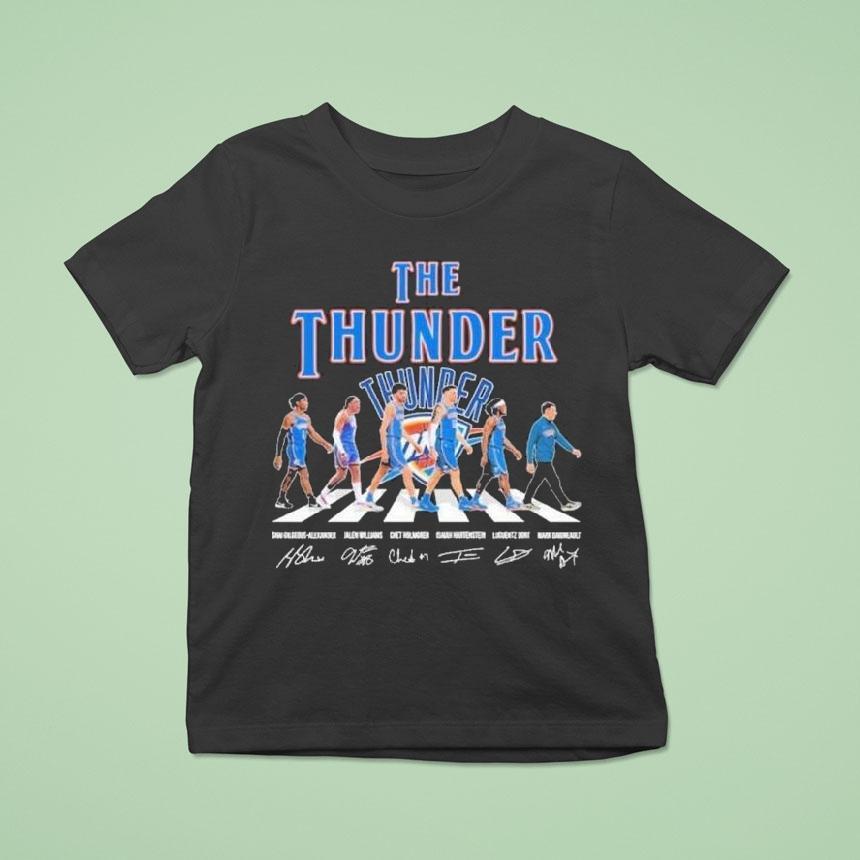 The Okc Thunder Abbey Road Conference Finals 2025 Signatures Shirt