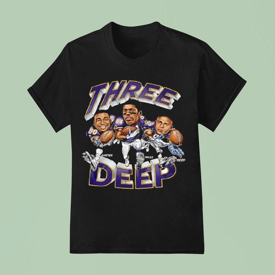 Three Deep Jake Reed Randy Moss Cris Carter Graphic Shirt