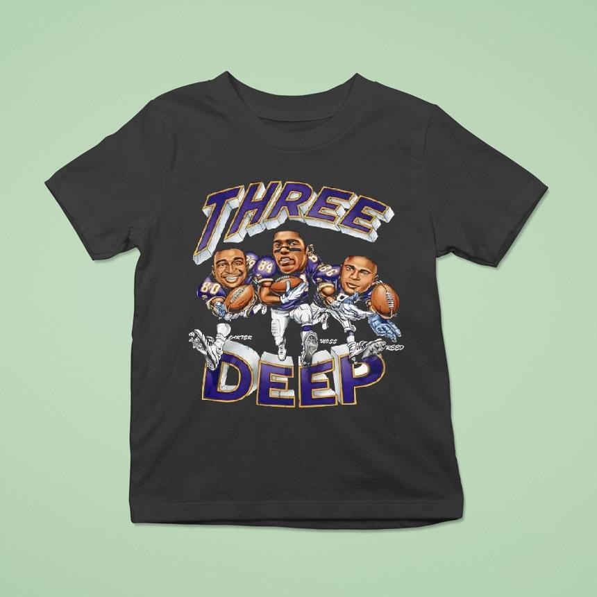 Three Deep Jake Reed Randy Moss Cris Carter Graphic Shirt