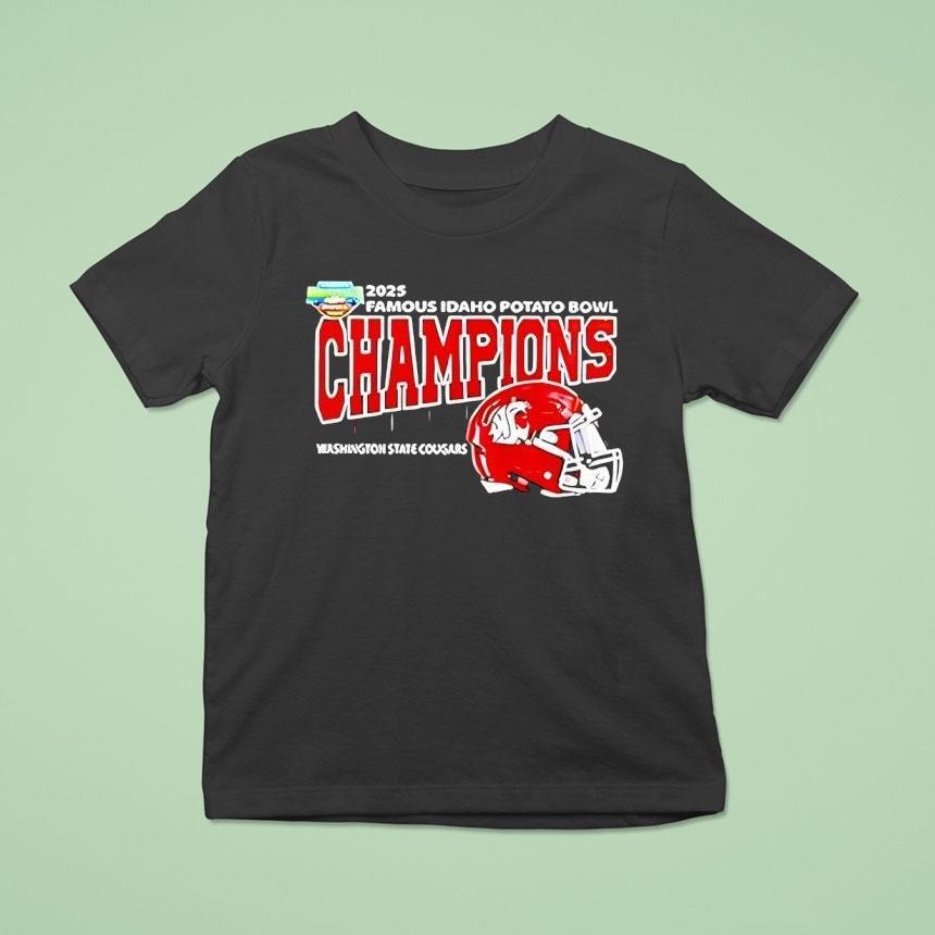 Washington State Cougars 2025 Famous Idaho Potato Bowl Champions Helmet Shirt