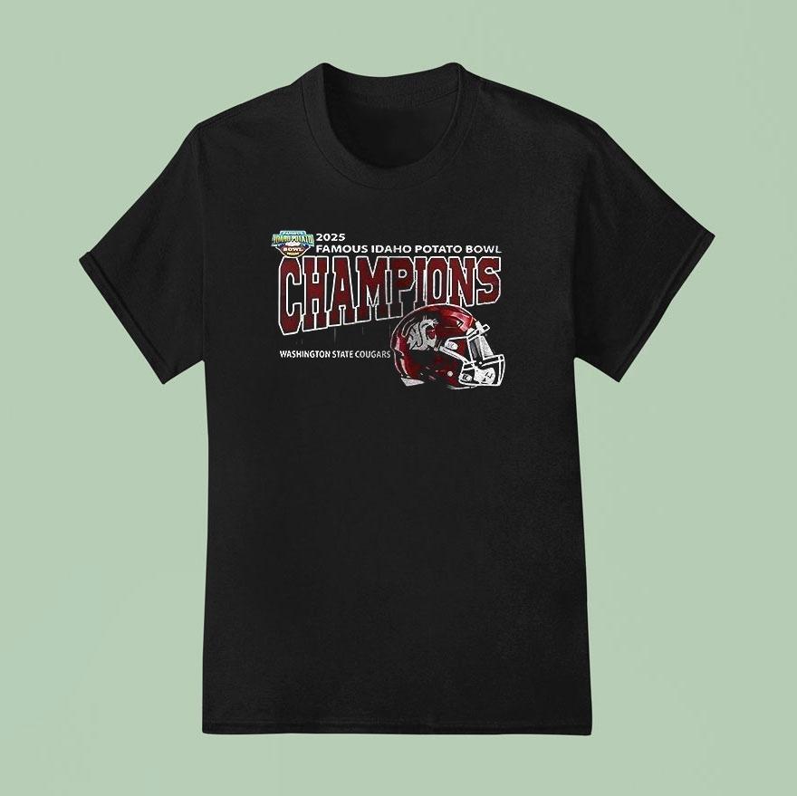 Washington State Cougars Famous Idaho Potato Bowl Champions Go Cougs Logo Helmet Shirt