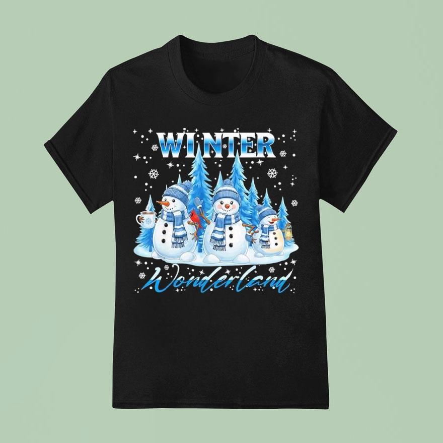 Winter Wonderland Snowman Family Snowflake Cozy Winter Scene Shirt