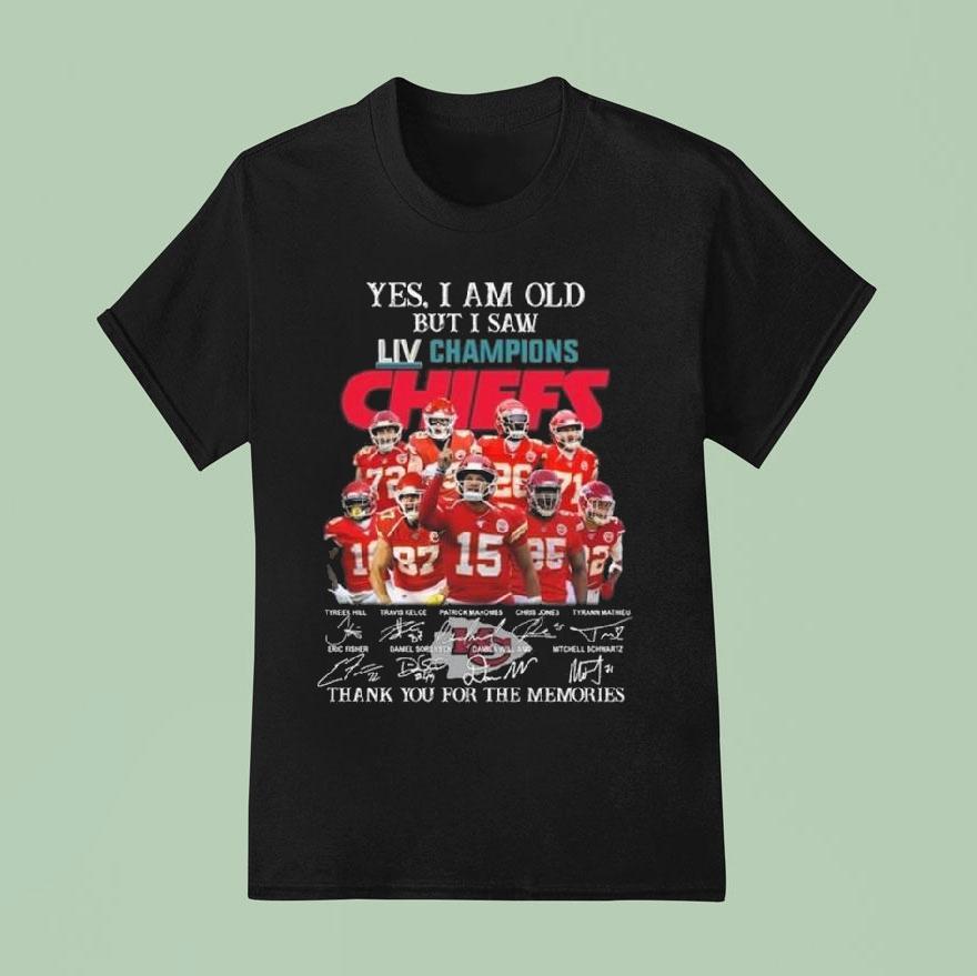 Yes I Am Old But I Saw Liv 2019 Champions Kansas City Chiefs Players Signatures Thank You For The Memories Shirt