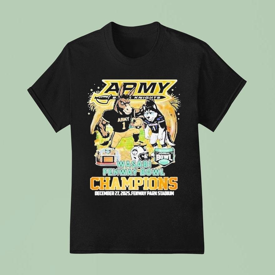 Army Black Knights Victory Uconn Huskies Wasabi Fenway Bowl Champions At Fenway Park Stadium December 27 2025 Mascot Shirt