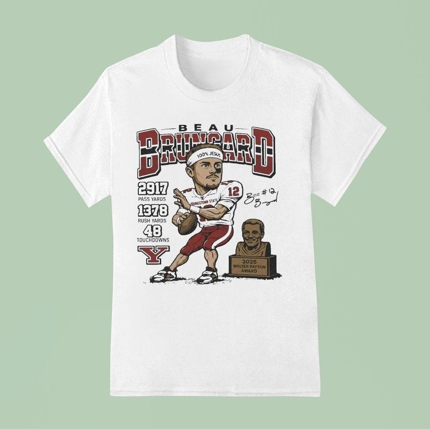 Beau Brungard 2025 Walter Payton Award Winner Youngstown State Penguins Trophy Shirt