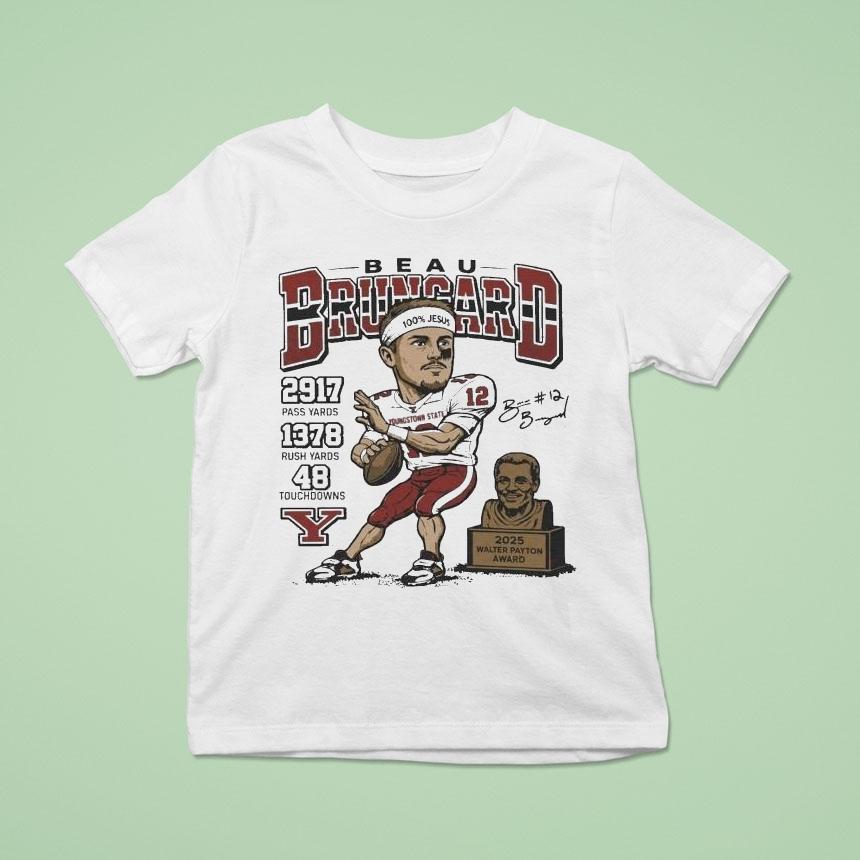 Beau Brungard 2025 Walter Payton Award Winner Youngstown State Penguins Trophy Shirt