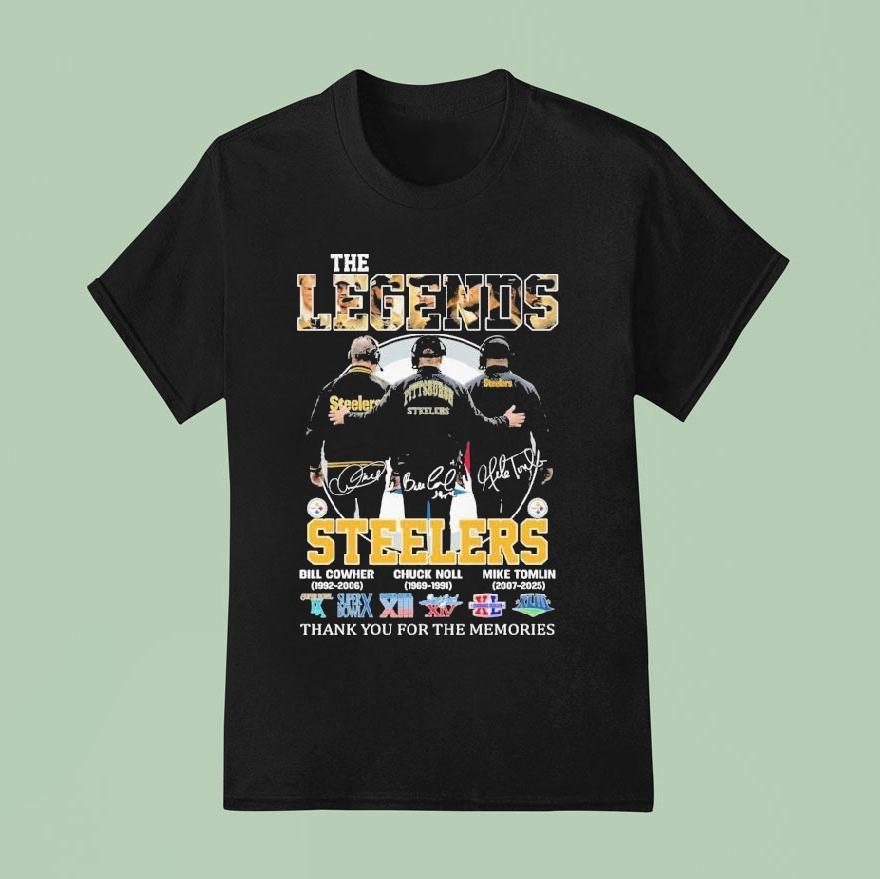 Bill Cowher Chuck Noll Mike Tomlin Pittsburgh Slers The Legends Thank You For The Memories Signatures Shirt