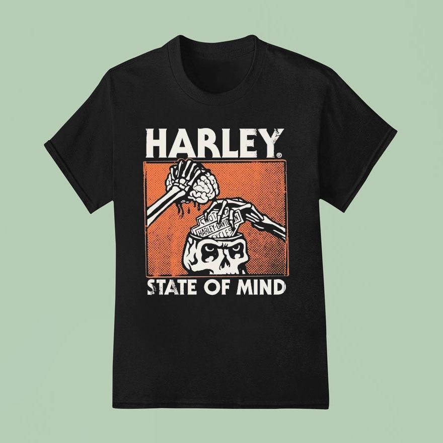 Harley Davidson State Of Mind Brain Skeleton Shirt