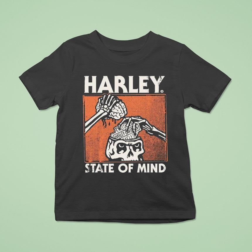 Harley Davidson State Of Mind Brain Skeleton Shirt