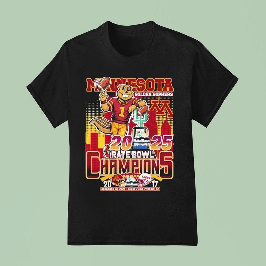 Minnesota Golden Gophers Vs New Mexico Lobos Rate Bowl Champions 2025 Mascot Trophy Shirt