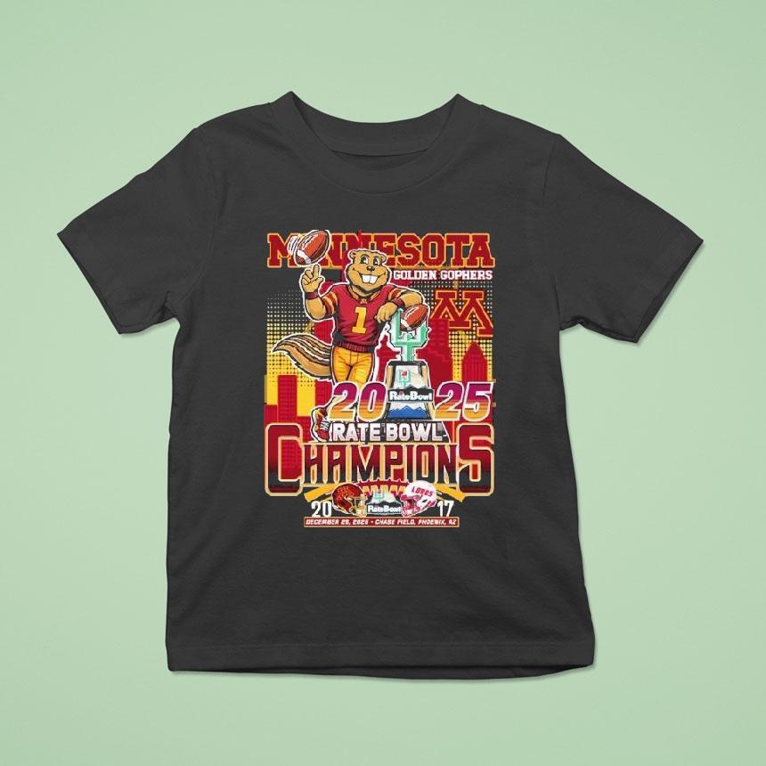 Minnesota Golden Gophers Vs New Mexico Lobos Rate Bowl Champions 2025 Mascot Trophy Shirt